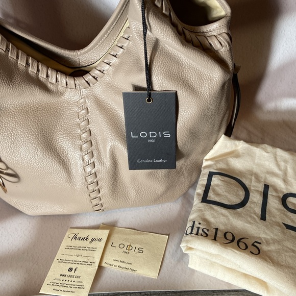 LODIS Medium Whipstitch Leather Tote, Lacey, Ash, NWT - Picture 8 of 13